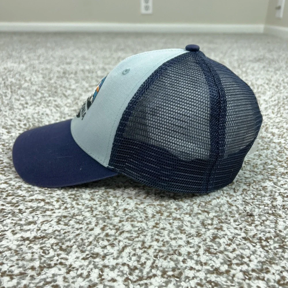 Patagonia Hat Cap Snap Back Mens One Size Blue Mesh Trucker 1973 Logo Outdoor